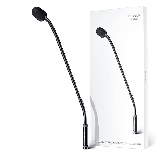 MRSDY Gooseneck Microphone, 23 Inch DJ Microphone for Audio Mixer, Professional XLR Wired Dynamic Mic, Extended Black Metal Noise Reduction Mic