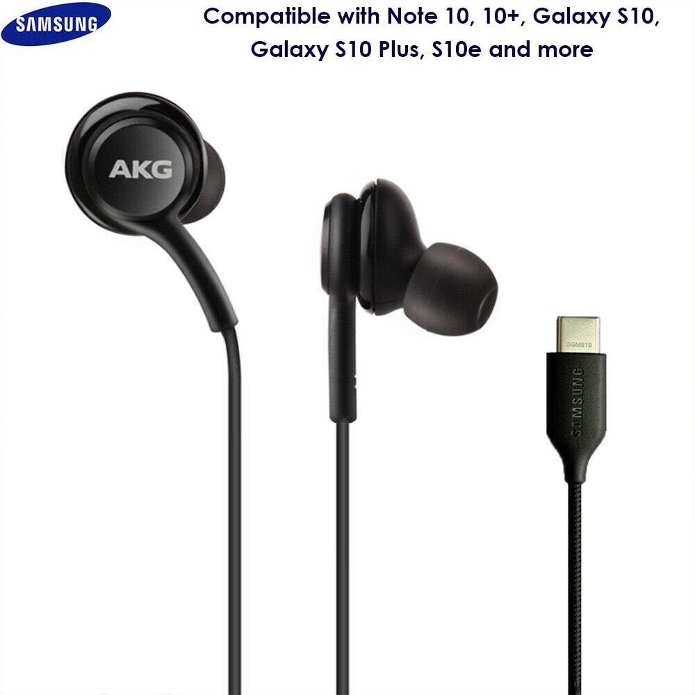 AKG Wired In-Ear Earbuds with Mic USB-C Earbuds with Braided Cable Compatible with Samsung Galaxy S24 Ultra, S24+, S23, S22, S21, S10, S10E & iPhone