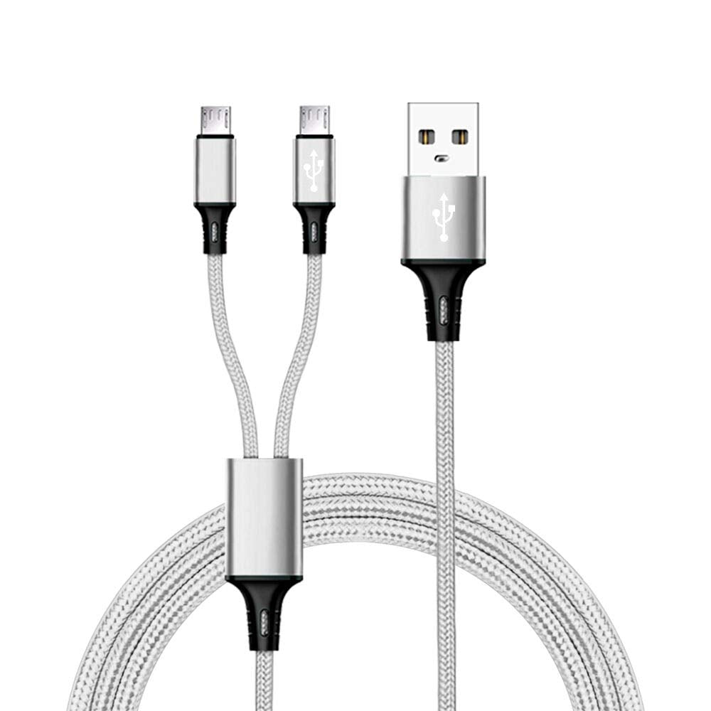 IFLASH 6ft Long Dual MicroUSB Splitter Charge Cable - Power up to Two (2) Micro USB Devices at Once from a Single USB Port - Ideal for Any Micro USB