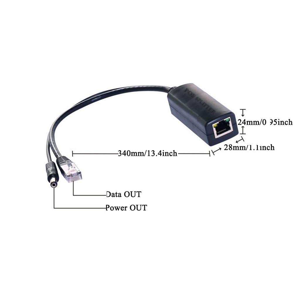 POE Splitter,COOSO Passive POE Splitter 24V to 12V Compatible with Most Non Switches POE and All Web Cameras 3packs