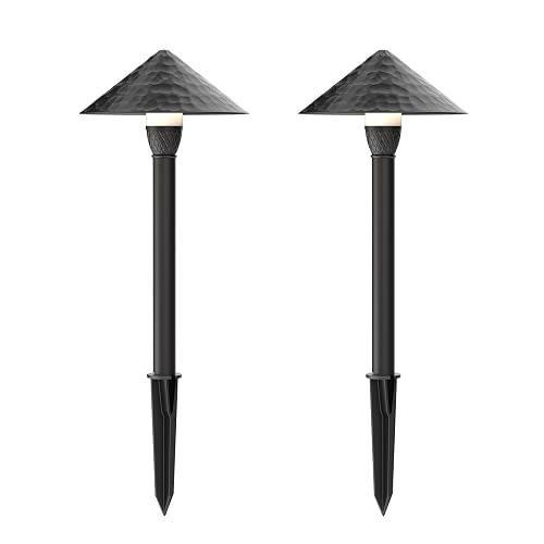 LL LIGHTING LIVING 12V Low Voltage Pathway Lights 1W 60LM LED G4 Replaceable Bulb Outdoor Landscape Lights 2PK 3100K Warm White Aluminum Path Lights
