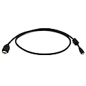Monoprice High Speed HDMI to HDMI Micro Cable - 4K@24Hz, 10.2Gbps, 34AWG, Ferrite Core, Gold Plated Connectors, 3 Feet, Black