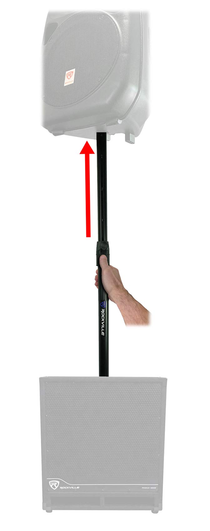 Rockville GASPOLE-A Air Assist 35mm Pole Mount, Auto Lift, Steel Construction, 33.5-55" Adjustable Height, for Subwoofers with Standard Pole Socket
