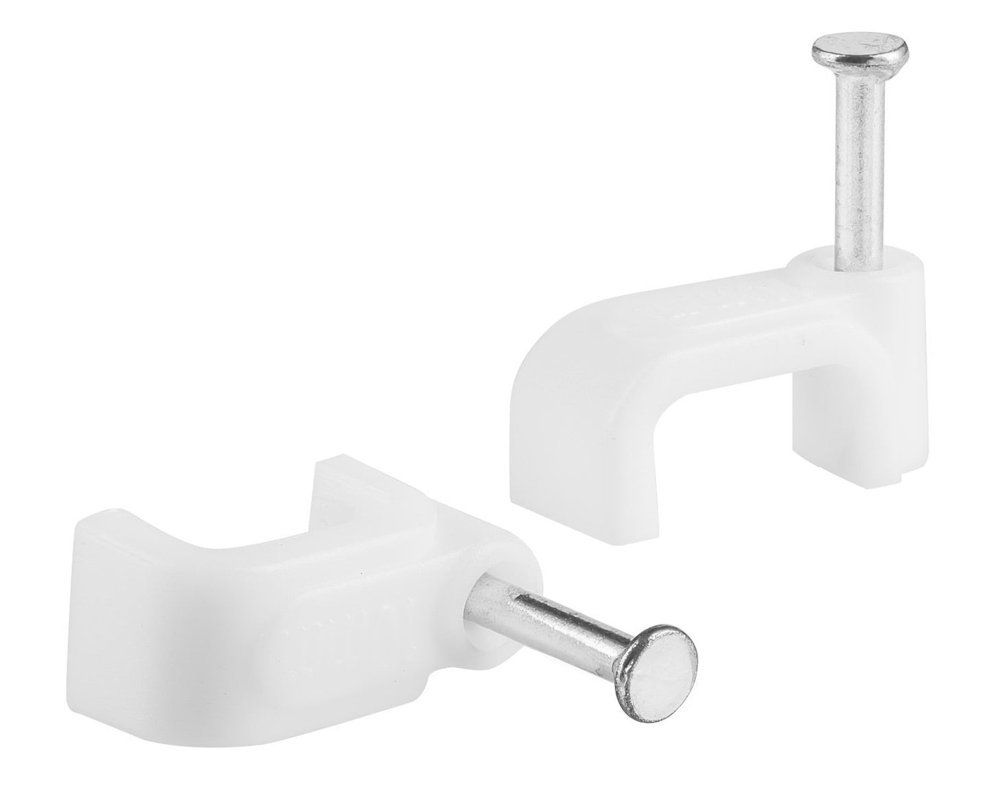 Maximm Cable Management Clips, Square Style for Flat Cables, White - 400 pcs - 6mm + 7mm + 8mm + 10mm with Steel Nails