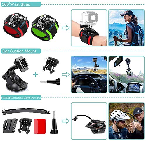 SmilePowo 51-in-1 Action Camera Accessories Kit for GoPro Hero 11 10 9 8 Max 7 6 5 4 3 3+ 2 1 Black GoPro 2018 Session Fusion Silver White Insta360