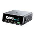 100W 5-Port GaN USB C Charging Station with LCD Smart Display & Control Knob, Desktop Fast Charger for Multiple Devices, Compatible with MacBook