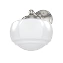 Hunter - Saddle Creek 1-Light Brushed Nickel, Medium Size Sconce Light, Dimmable, Schoolhouse Style, for Bedrooms, Kitchens, Foyers, Bathrooms - 19139