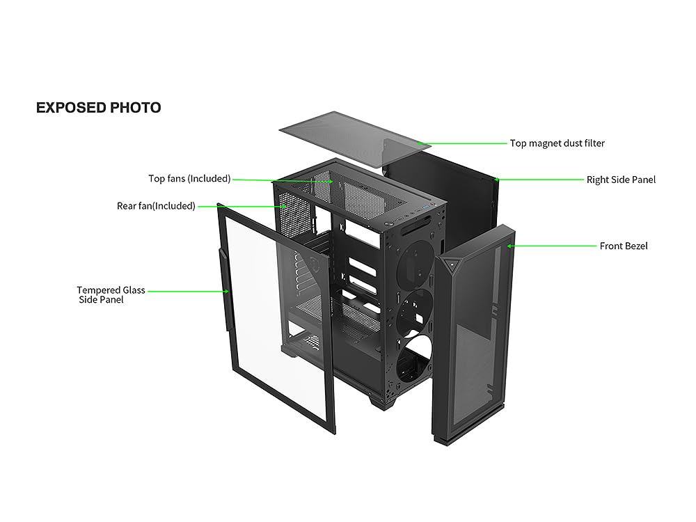 Bluegears b-Knights RGB Gaming Case Preinstalled with 6 x RGB 120mm Fans, Front Mesh Cover, and Side Tempered Glass for Extreme Cooling and Lighting