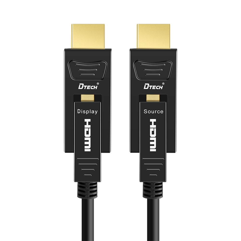 DTECH Fiber Optic HDMI Cable 50 Feet 4K 60Hz 444 Chroma Subsampling 18Gbps High Speed Ultra HD with Dual Connector Micro HDMI and Standard HDMI Cord