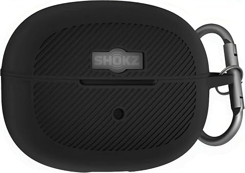 Geiomoo Silicone Case for SHOKZ OpenDots ONE, Soft Flexible Scratch Resistant Protective Cover with Carabiner (Black)