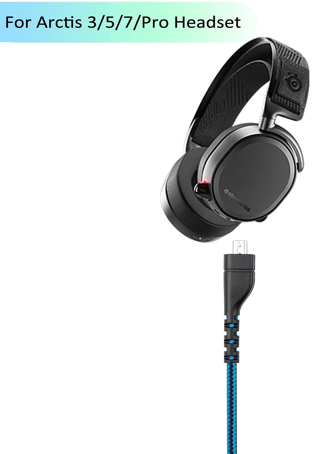 Azddur 2m/6.5 Feet Audio Cable for SteelSeries Arctis Gaming Headsets, Compatible with Arctis 3, 5, 7, Pro, PS4, Xbox One, PC, Mobile, Blue, Nylon…