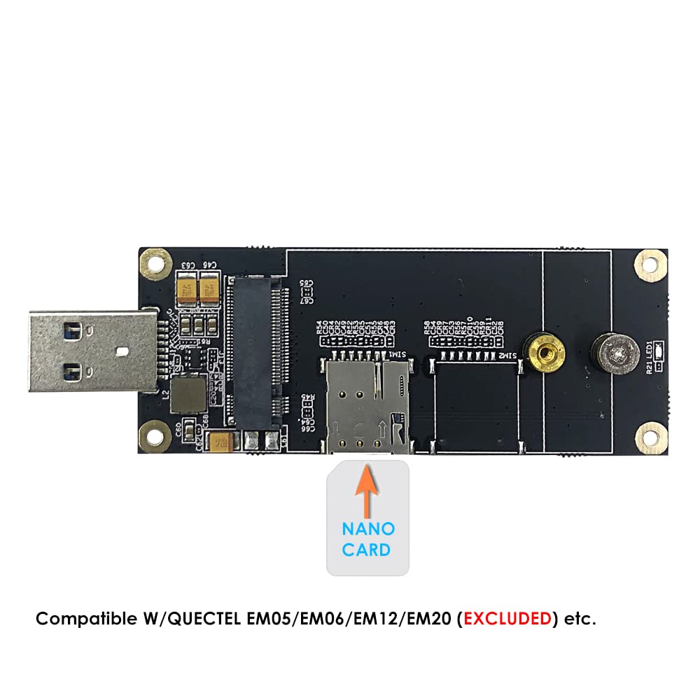 EXVIST 4G LTE Industrial M.2(NGFF) to USB3.0 Adapter W/Nano SIM Card Slot Work with 4G LTE Module Like Quectel EM05 EM06 etc. Applicable for M2M & IoT