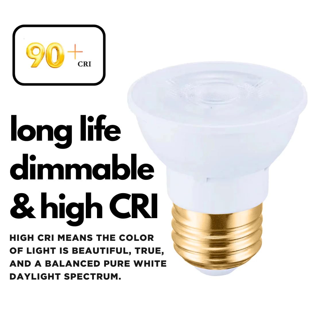 GoodBulb PAR16 LED Light Bulb, 7-Watt (50W Equivalent) Dimmable, Short Neck Flood Light, 5000K Daylight White, 450-Lumens, E26 Base (Pack of 4)