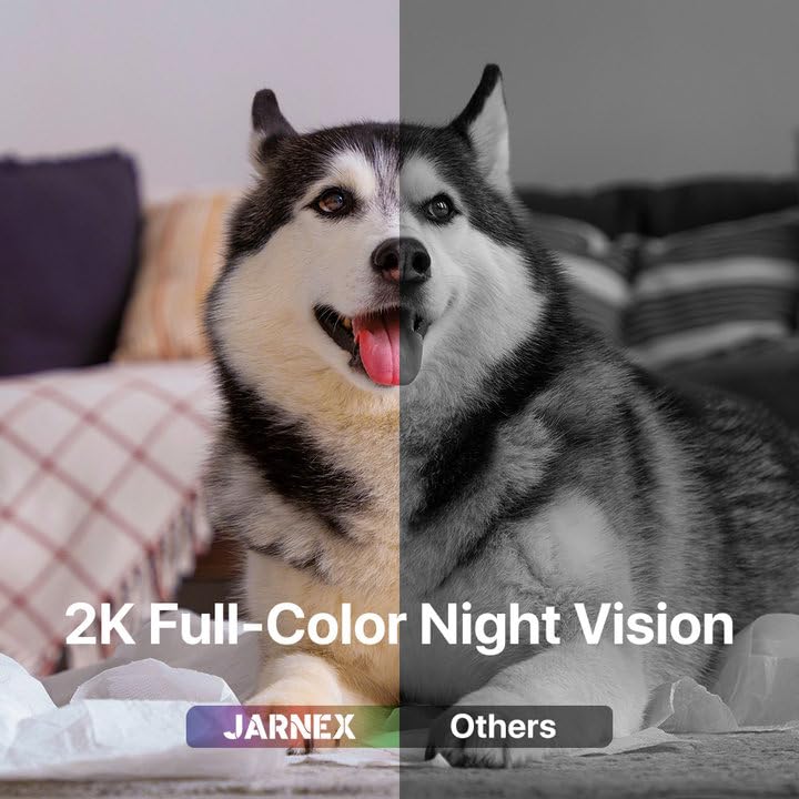 Jarnex 2K Indoor Pan Tilt 360 HD 2.4GHz WiFi Home Security Camera, Baby/Pet Monitors, 2 Way Audio, Smart Light Night, Bluetooth Fast Link, One Click
