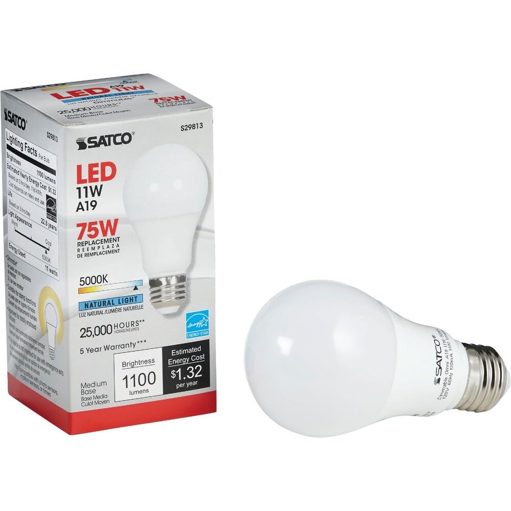 Satco 40W Equivalent Warm White A19 Medium Dimmable LED Light Bulb - 1 Each