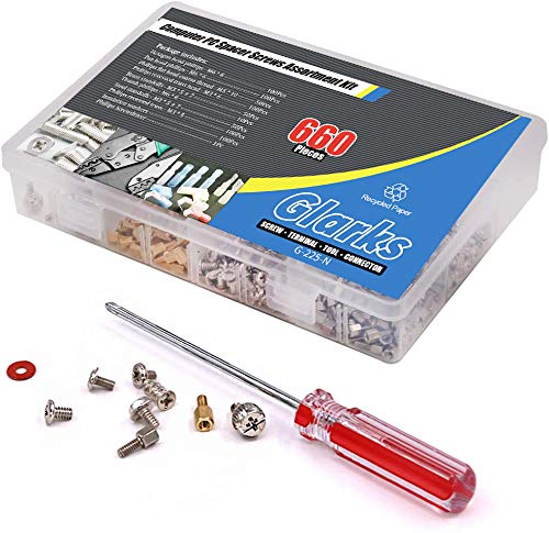Glarks 660-Pieces Phillips Head Computer PC Spacer Screws Assortment Kit for Hard Drive Computer Case Motherboard Fan Power Graphics (Extra: Phillips