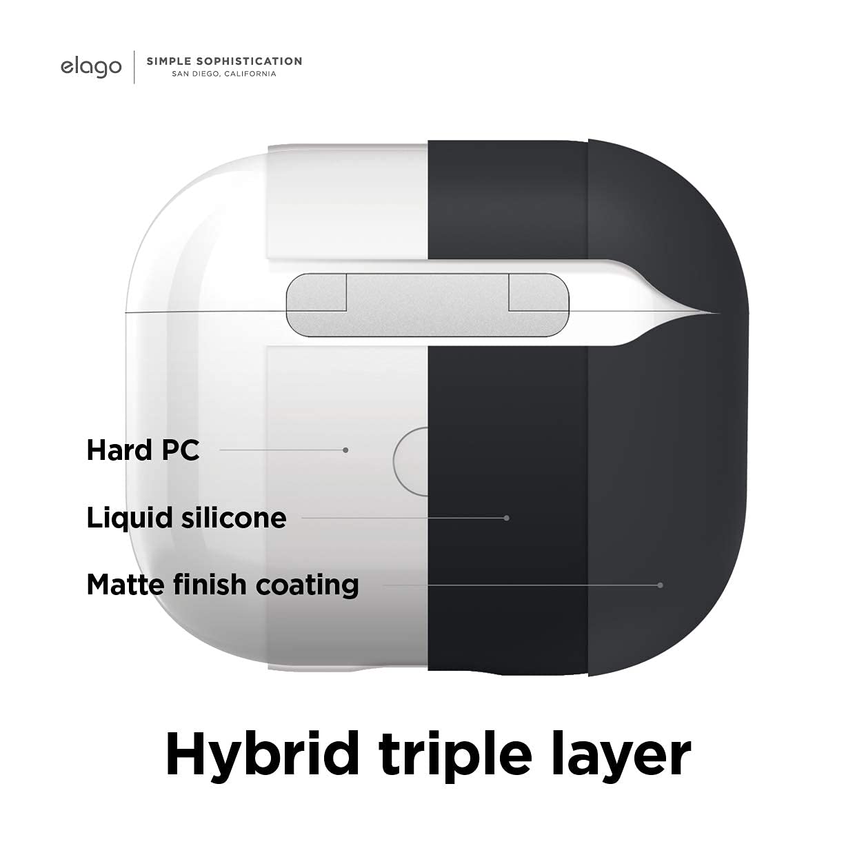 elago Liquid Hybrid Case Compatible with AirPods 3rd Generation Case - Compatible with AirPods 3 Case Cover, Triple Layer Protection, Wireless