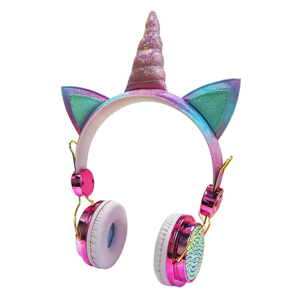 SAYESON Unicorn Kids Headphones, Wired Over Ear Headphones with Adjustable Headband, 3.5mm Jack and Tangle-Free Cord, Cute Girl Headsets for School…