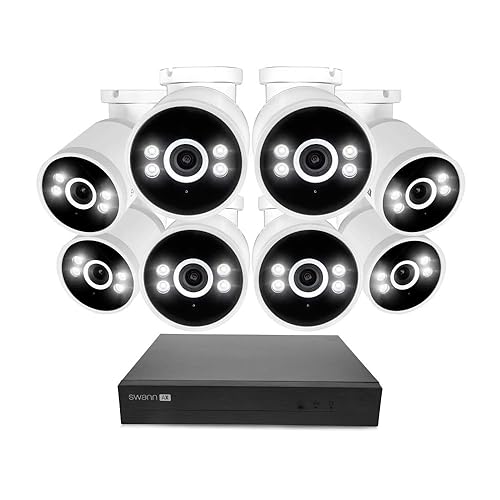 Swann AdvancedX Wired NVR 4K Security Camera System, 8 Channels, 8 PoE Cameras Outdoor, 1TB HDD Storage, Color Night Vision, Smart AI Video