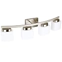 Dosoty 4-Light Brushed Nickel Vanity Light Fixture with White Glass Shade for Bathroom Over Mirror, 31.5 Inches