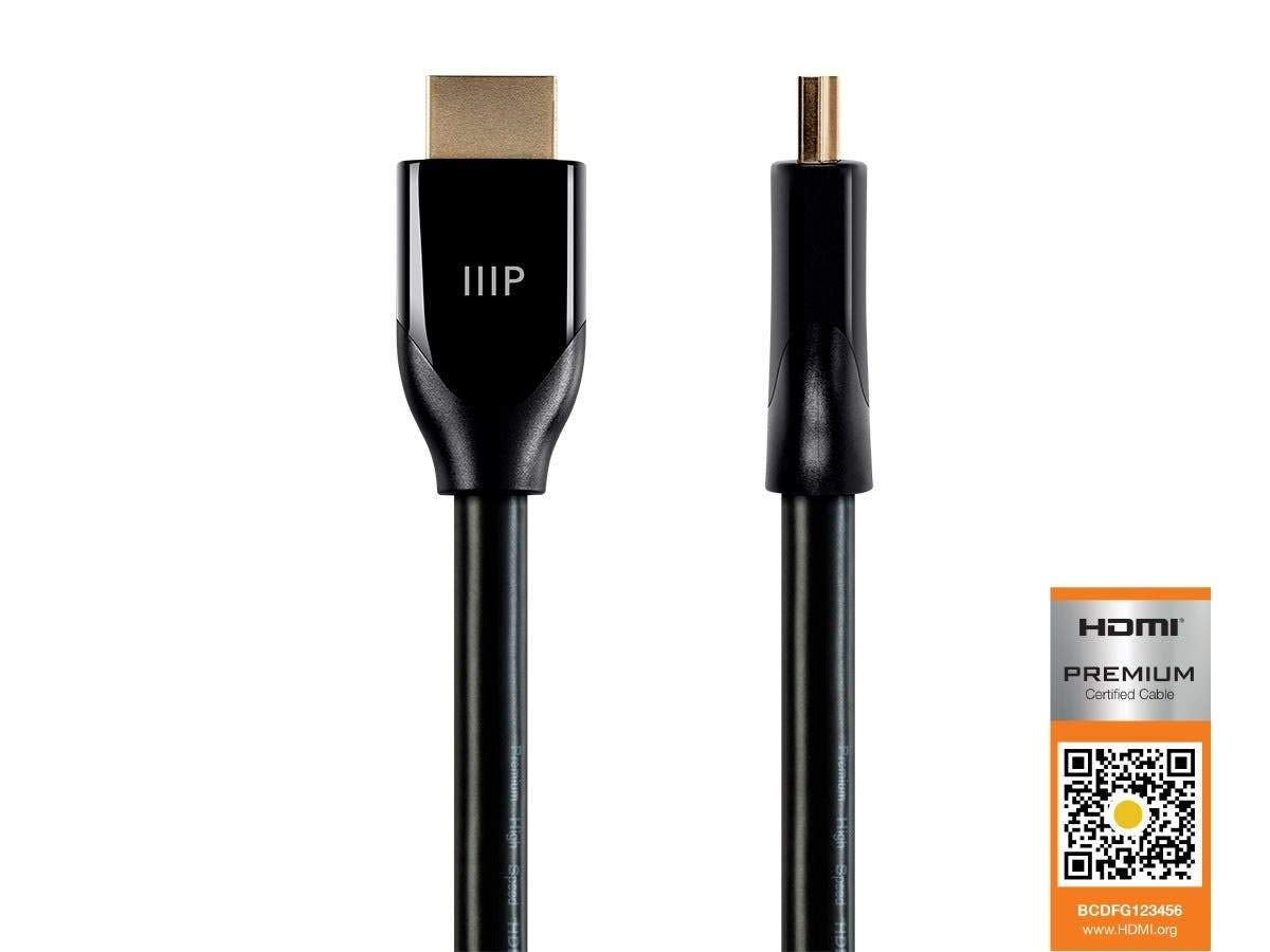 Monoprice 4K Certified Premium High Speed HDMI Cable - 4K60Hz, 18Gbps, HDR, 25ft, Black