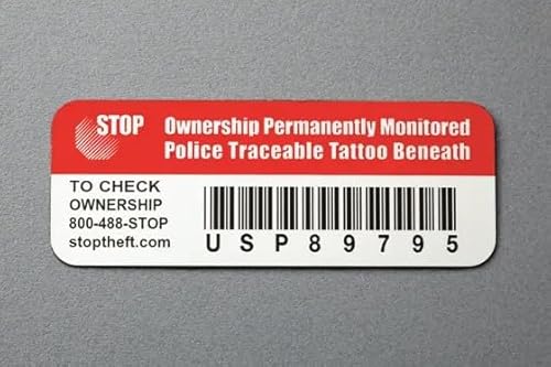 Stop Security Plate (Small) - Anti-Theft ID Tag and 24/7 Recovery Service for Laptops, Tablets, Cell Phones and Other Devices. Made in USA.