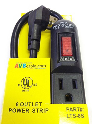 AVBcable LTS-8S 8 Outlet Power Strip, Black