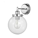Globe Electric 51477 Milan 1-Light Wall Sconce Vanity Light, Chrome, Clear Glass Shade, Vintage Edison Incandescent Bulb Included
