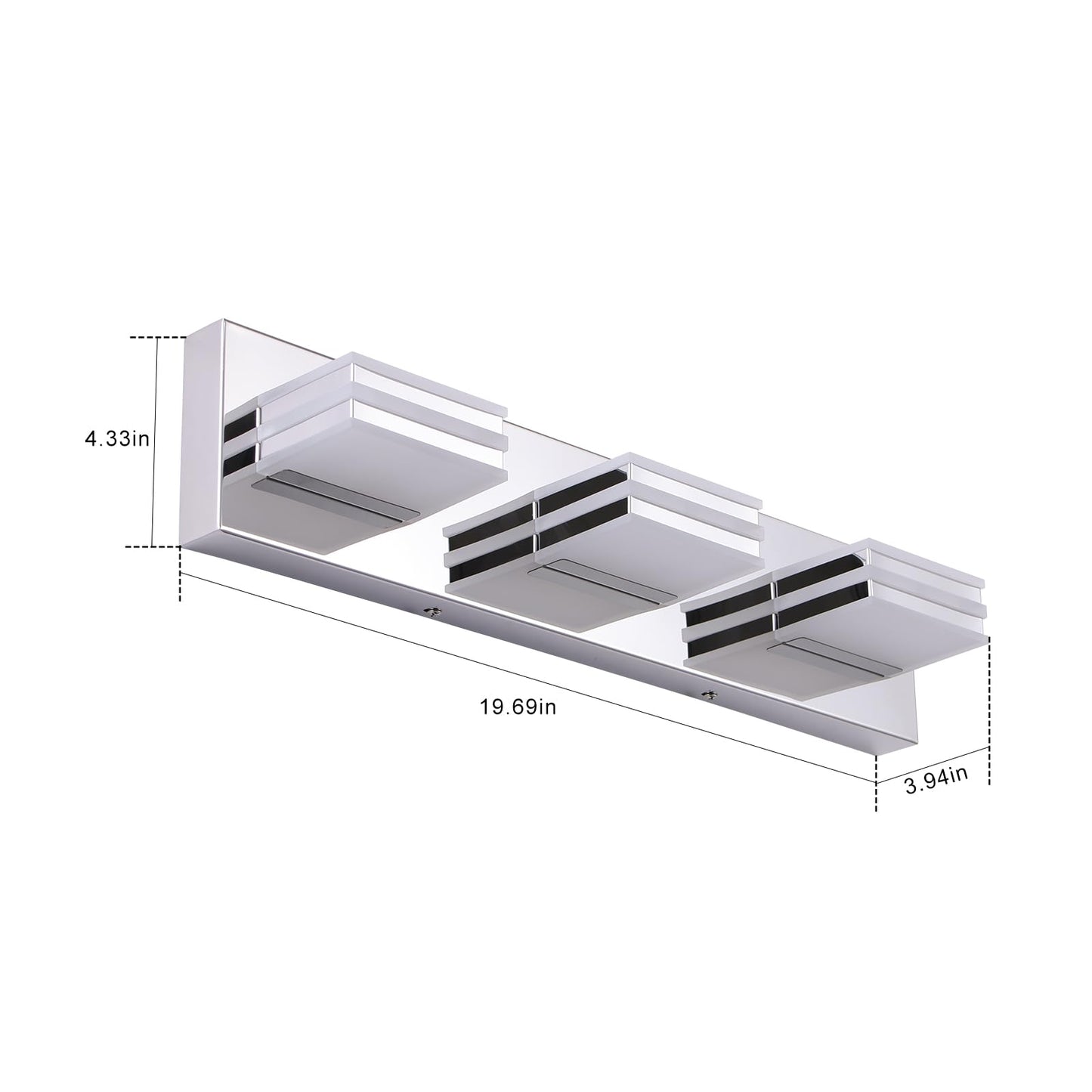 LED Vanity Lights 20in Bathroom Lights Fixtures over Mirror 3 Light LED Lighting Fixture for Bathroom 18W Mirror Lighting Fixture Modern Bath Light