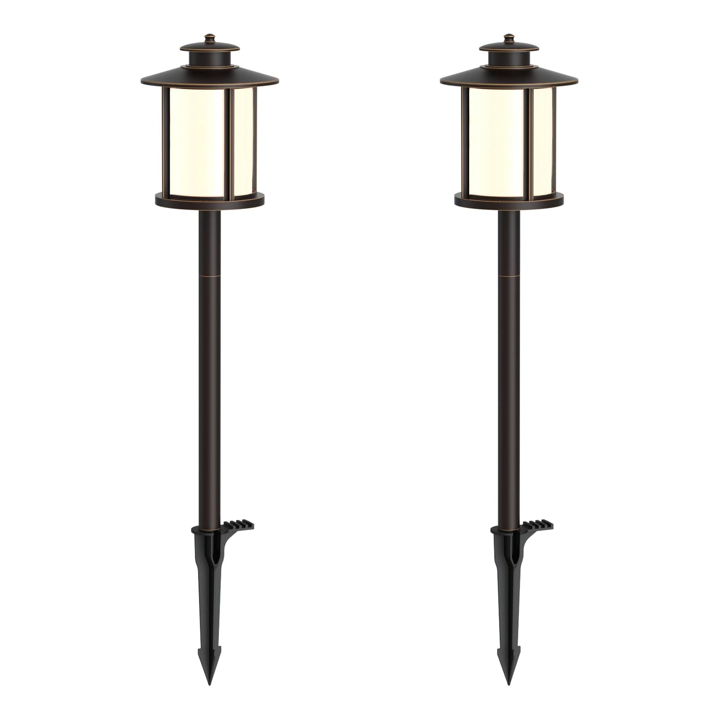 GOODSMANN Low Voltage Landscape Lighting Oil Rubbed Bronze 2PK Path Lights Low Voltage 3W LED 180 Lumen 3000K Warm White with Cable Connectors