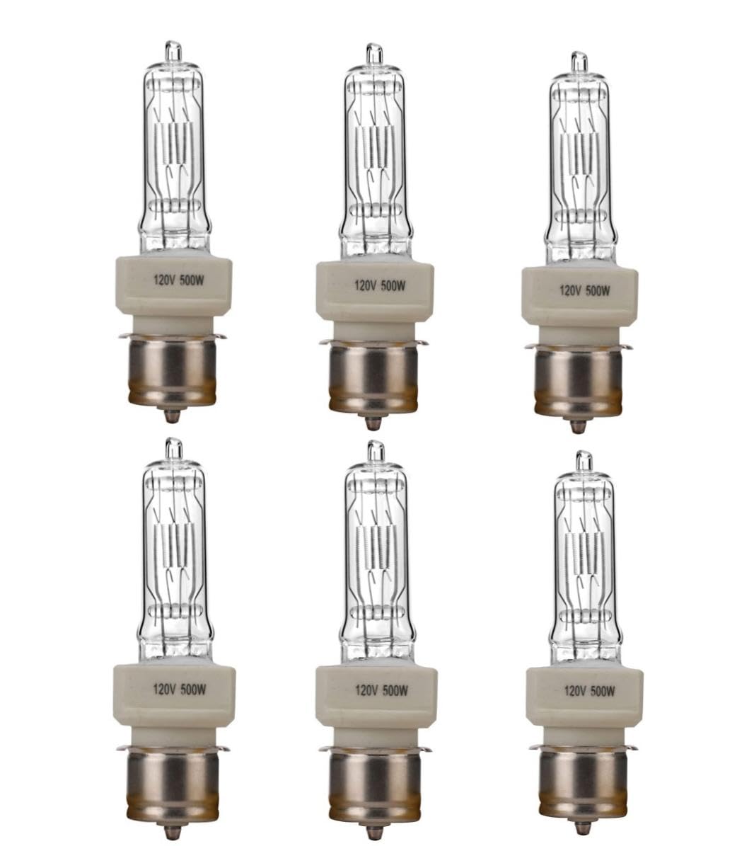 Tawelun 2 pcs BTL 500W 120V Halogen Bulb T6 Bulb P28s Medium Prefocus Based Stage and Studio Replacement for Marine Searchlights,Fresnel Lights,Clear