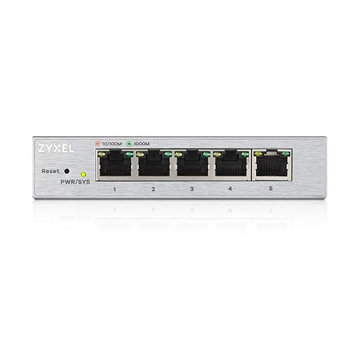 Zyxel 5-Port Network Switch | Web Managed Gigabit Ethernet Splitter| 5X GbE Ports | QoS, Link Aggregation, VLAN, IGMP Snooping | Fanless | Desktop