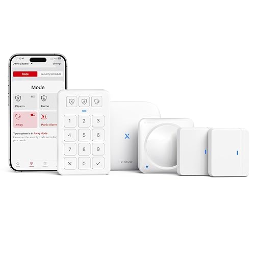 X-Sense Smart Home Security System, Wireless Security System 5-Piece Set, Supports Mobile App Alerts, Compatible with Alexa, Includes 1 Base Station
