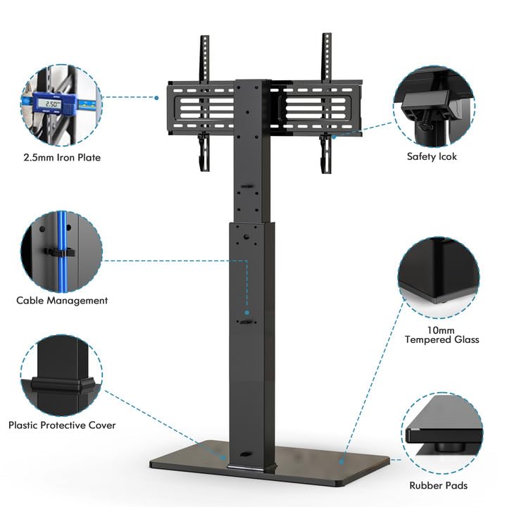 FITUEYES Swivel Floor TV Stand with Mount for TVs 37 43 50 55 60 65 70 75 Inch LCD LED Flat/Curved Screens Universal Swivel Televisions TV Mount Stand