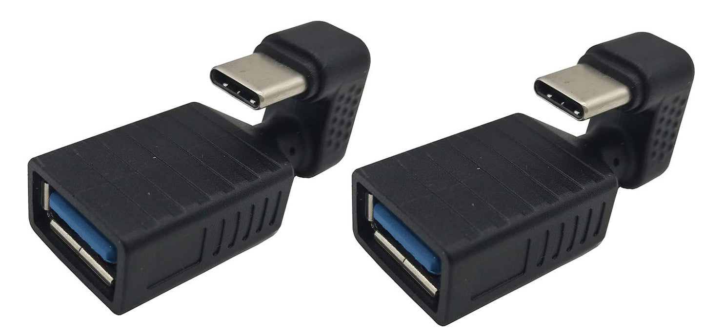 Traovien USB C 180 Degree Adapter (2-Pack), U Shape USB C to USB 3.0 A Male to Female Adapter Convertor Extension for Laptop, Tablet, Mobile Phone