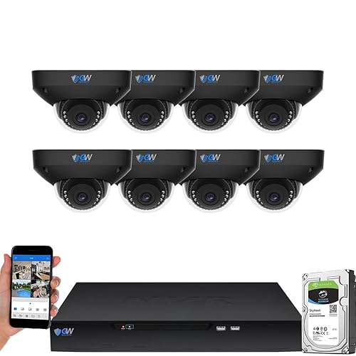 GW Security 8 Channel NVR UltraHD 4K Face Recognition NDAA & TAA Compliant Security Camera System with 8 x 8MP Waterproof 130° Wide Angle PoE Dome