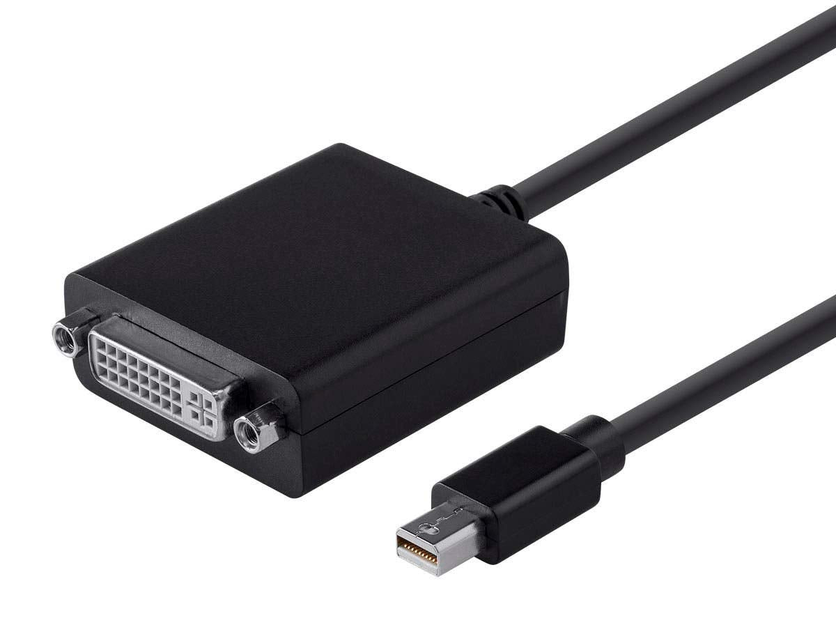 Monoprice Mini DisplayPort 1.to DVI Adapter - Passive Adapter, Single Direction, 0.5 Feet, Black