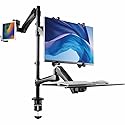 Monitor & Tablet Mount - CTA Adjustable 2-in-1 Stand with Keyboard Tray for 7-13" Tablets Including iPad Gen 7th/ 8th/ 9th Gen 10.2", iPad Air 4, Pad