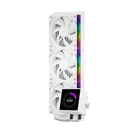 Thermalright Peerless Vision 360 ARGB White CPU Liquid Cooler with 3 PWM Fans for 2000RPM-Wireless Splicing,LCD Screen with 480x480 Resolution,360 Aio