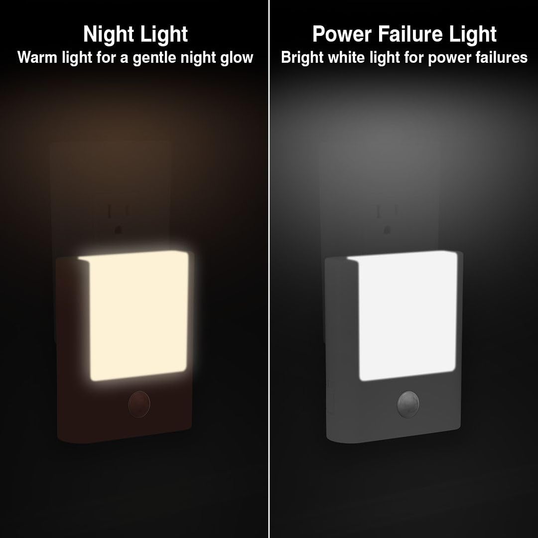 4-Pack 3-in-1 Emergency Night Light for Power Failure,plug into wall,LED with Motion Sensor,Auto-On During Outages,Survival kit,Hurricane