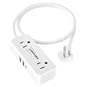 Flat Plug Extension Cord 3 Feet with 4 AC Outlets 3 USB Ports (5V/3.4A 17W), Flat Plug Power Strip Compact for College Dorm, Travel, Home, White