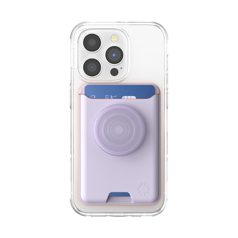 PopSockets Phone Wallet for MagSafe, Phone Card Holder with Grip, Lavender - Lavender