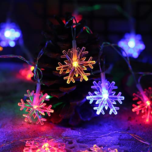 Dazzle Bright 100 LED Solar Christmas Snowflake Lights Outdoor, 39 FT Solar Powered Snowflake String Lights Waterproof for Xmas Tree, Holiday, Wedding