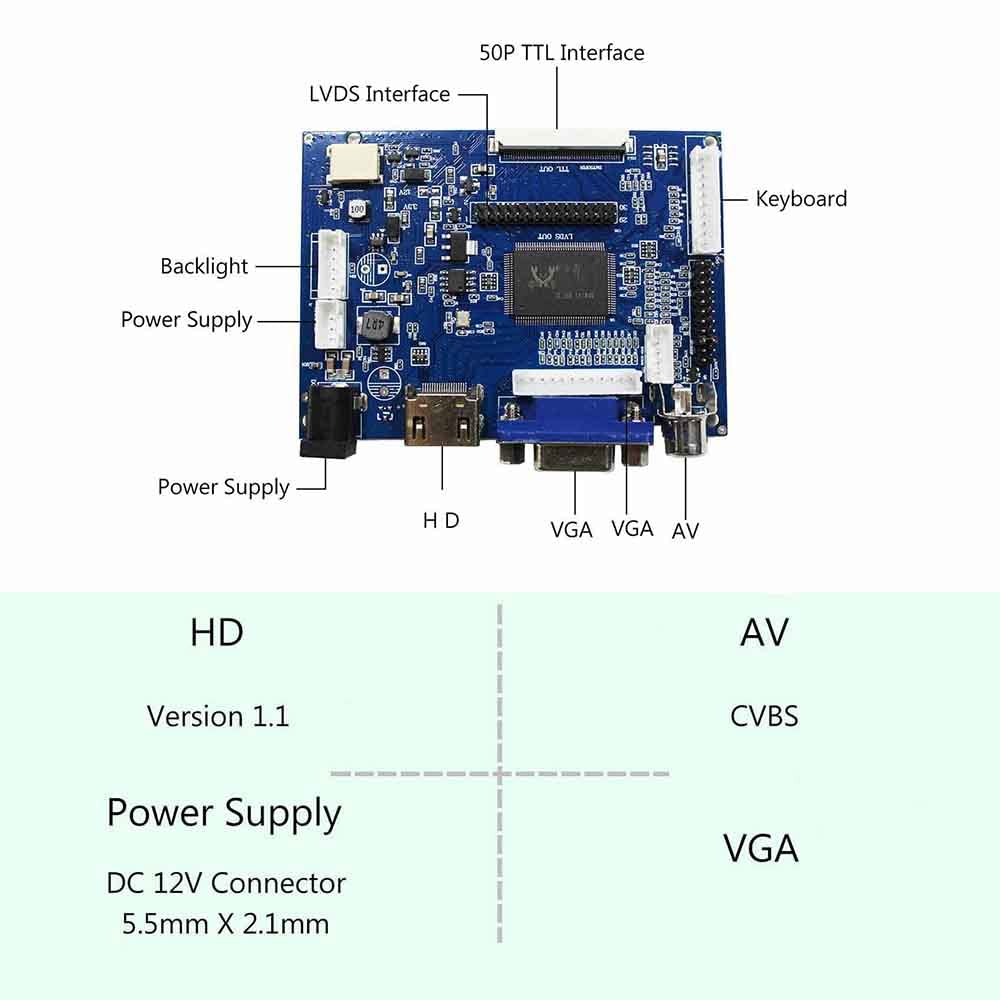 VSDISPLAY VGA 2AV LCD Controller Board Work for 14.1" 15.4" lp154wx4 b154ew02 LTN141AT01 LTN154W1 1280x800 1CCFL 30Pin LCD Panel (Not List All