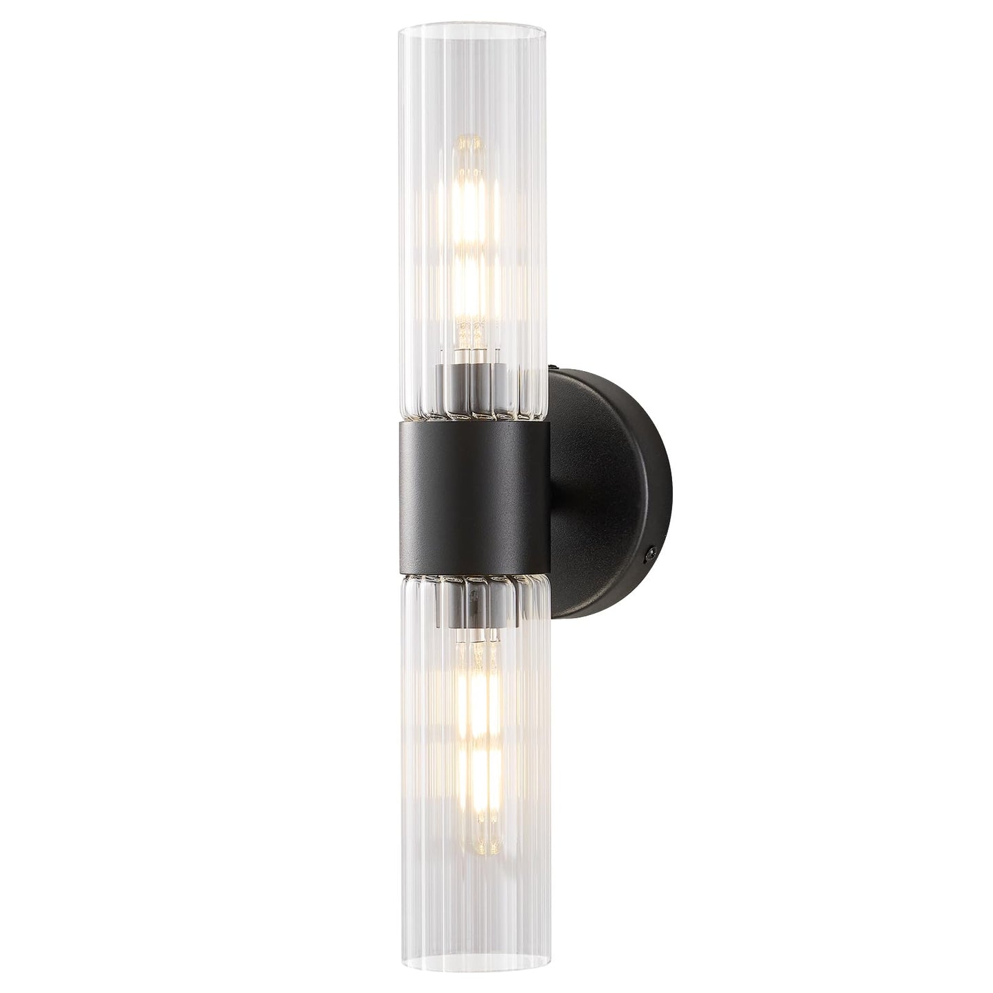 Timeweave Bathroom Light Fixtures 2-Light, Modern Vanity Light for Bathroom, Wall Sconce, Bath Light with Glass Rods Shades for Mirror Bedroom Hallway