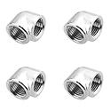 BXQINLENX Silver Chrome G 1/4" Female to Female 90° Rotary Enhance Multi-Link Adapter Fitting for Computer Water Cooling System(4 PCS)