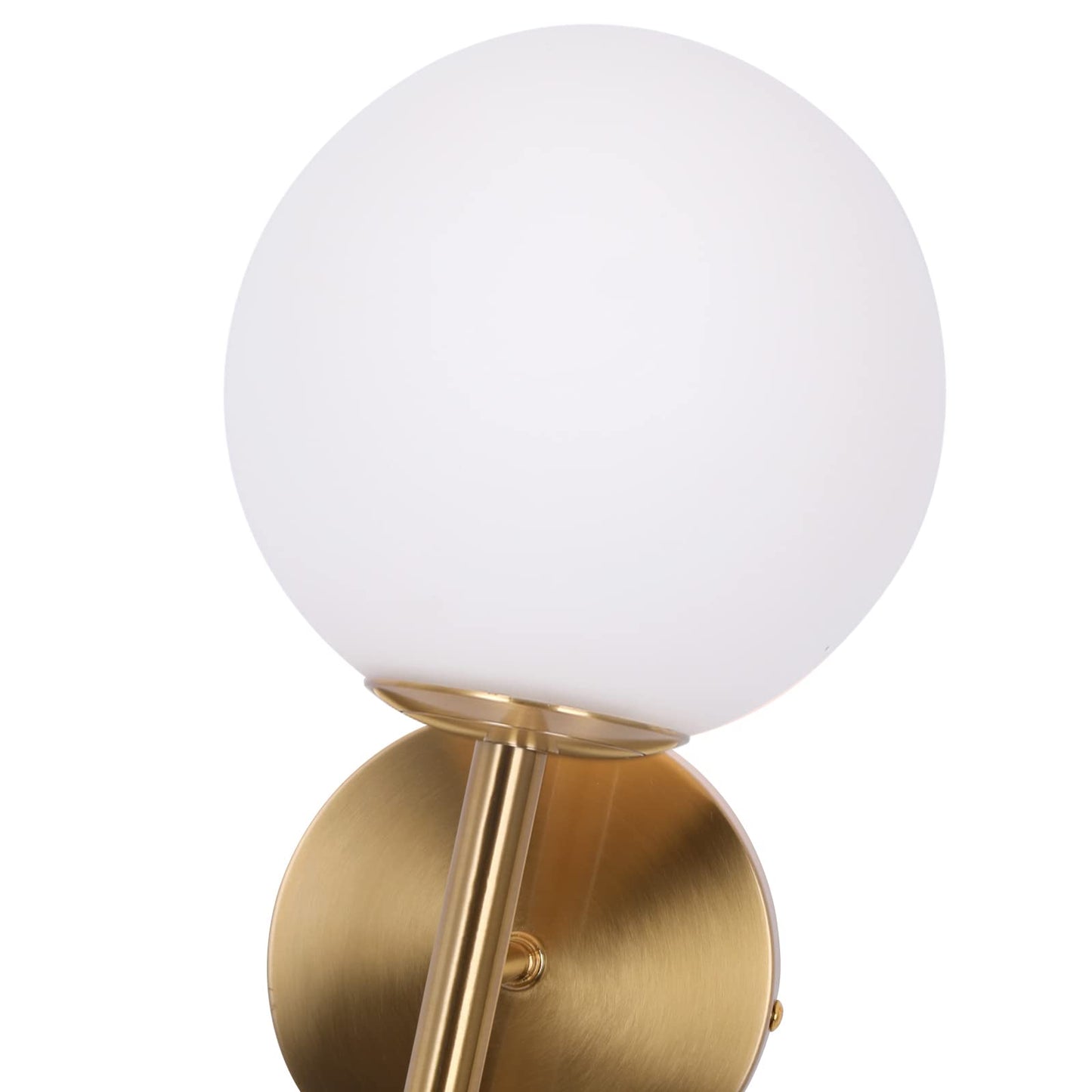 SeeU Brass Wall Sconces Mid Century Style Set of 2,Gold Wall Lamp Fixture,Vanity Light Fixture Wall Lamp with Milky Frosted Globe