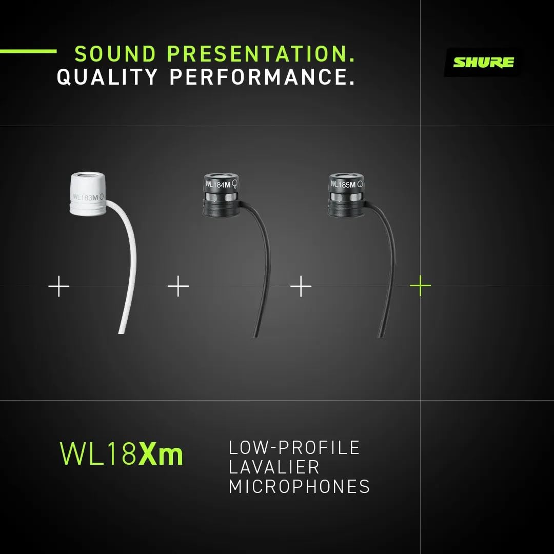 Shure WL184M Professional Low-Profile Lavalier Microphone - Supercardioid Condenser Lav Mic with TA4F Termination, includes Pouch, Tie Clip & Snap-Fit