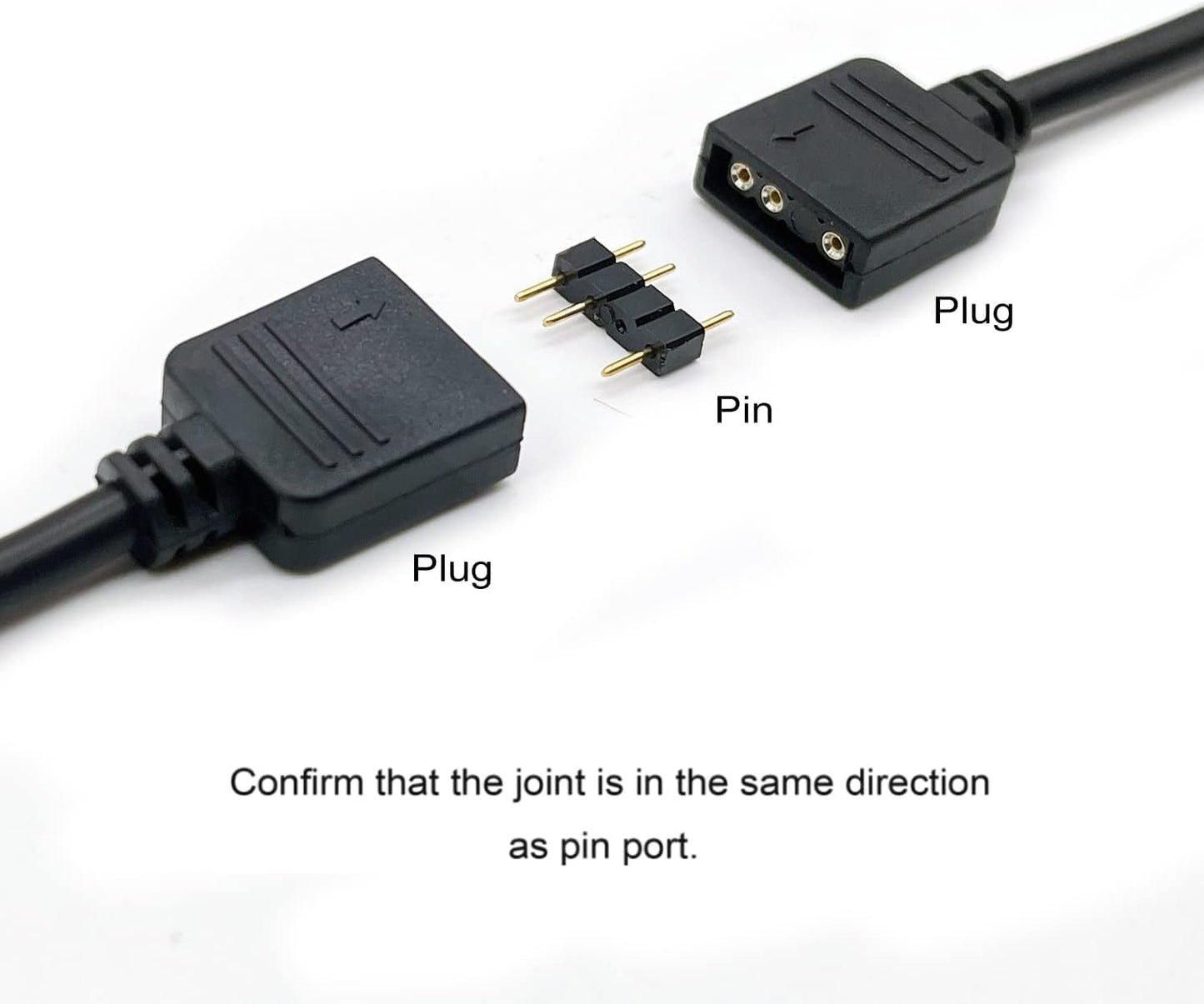 2-Pack ARGB Extension Cable,5V 3 Pin Addressable Female to Female RGB Extension Cable for Computer Chassis Fans/ARGB LED Lights, 11.8 Inches (1-4)