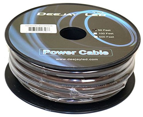 DEEJAYLED 8 Gauge 50FT Black Pure Copper